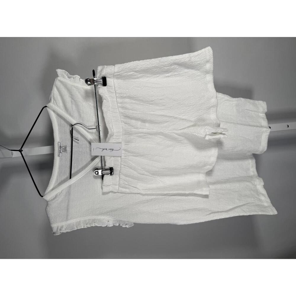 NWT Revolve You Say Henley Ruffle Shortie Set White Small - Picture 2 of 7